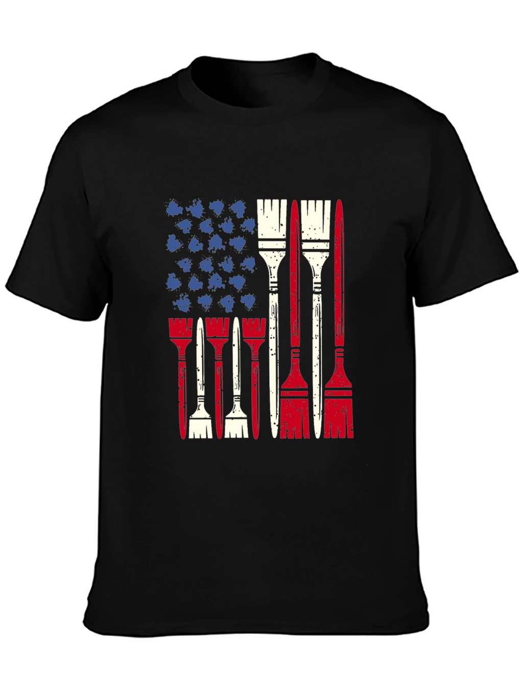 Patriotic Painter T-Shirt - USA Flag Brush Design