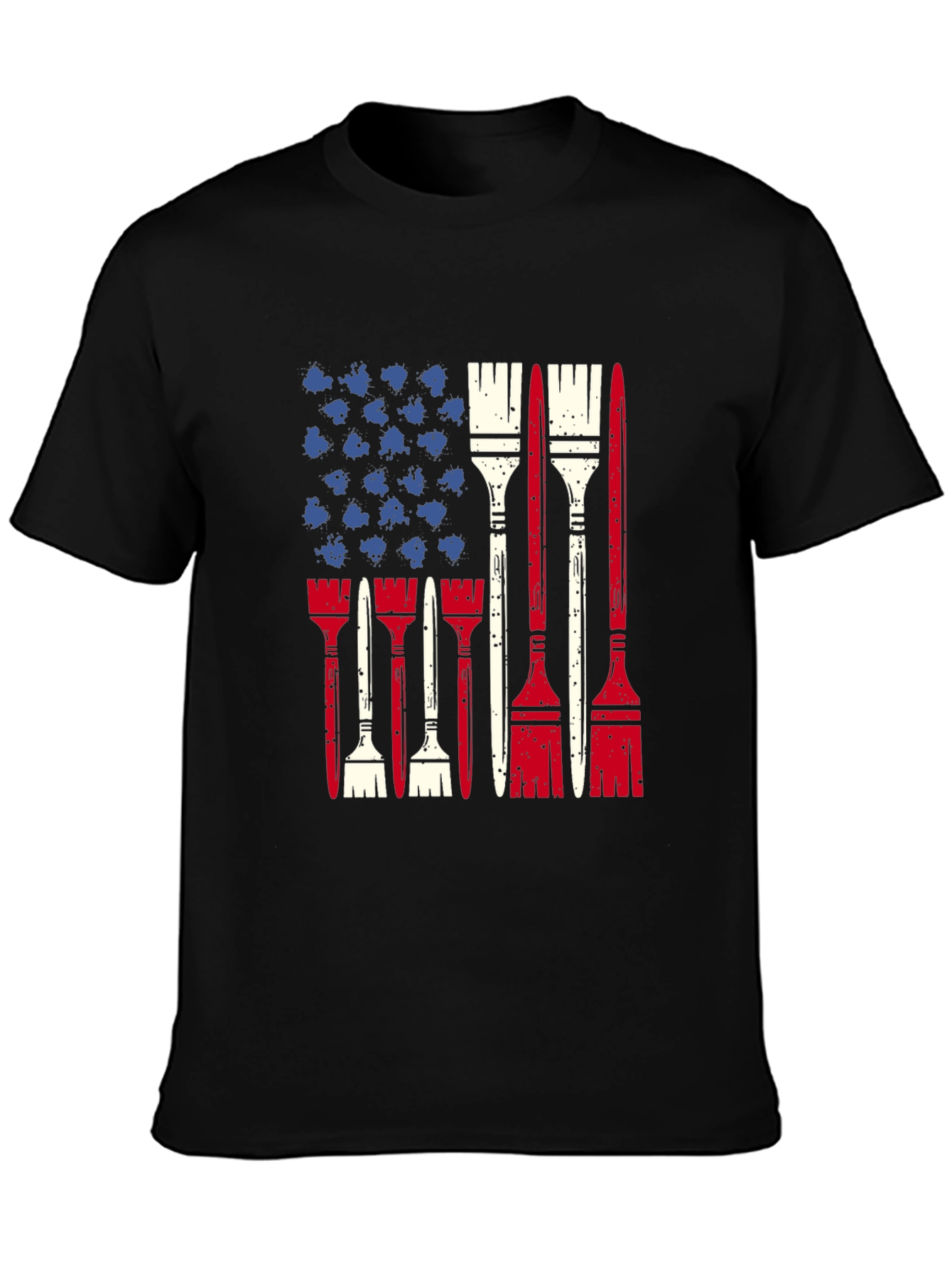 Patriotic Painter T-Shirt - USA Flag Brush Design