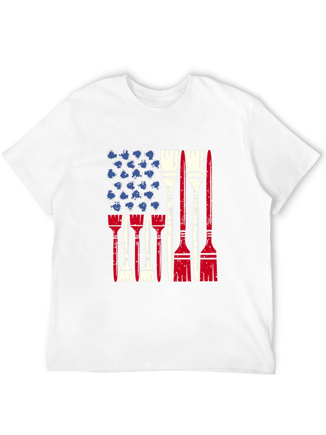 Patriotic Painter T-Shirt - USA Flag Brush Design