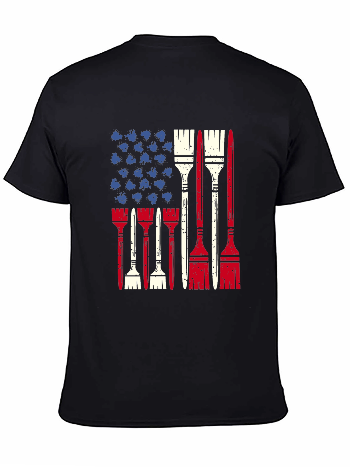 Patriotic Painter T-Shirt - USA Flag Brush Design