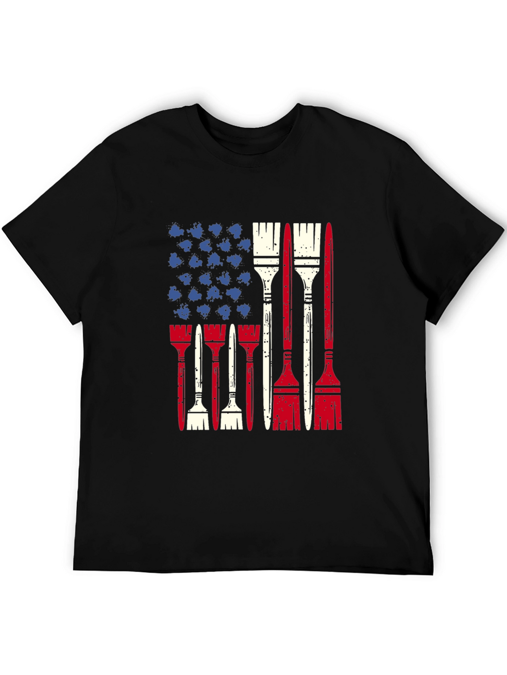 Patriotic Painter T-Shirt - USA Flag Brush Design