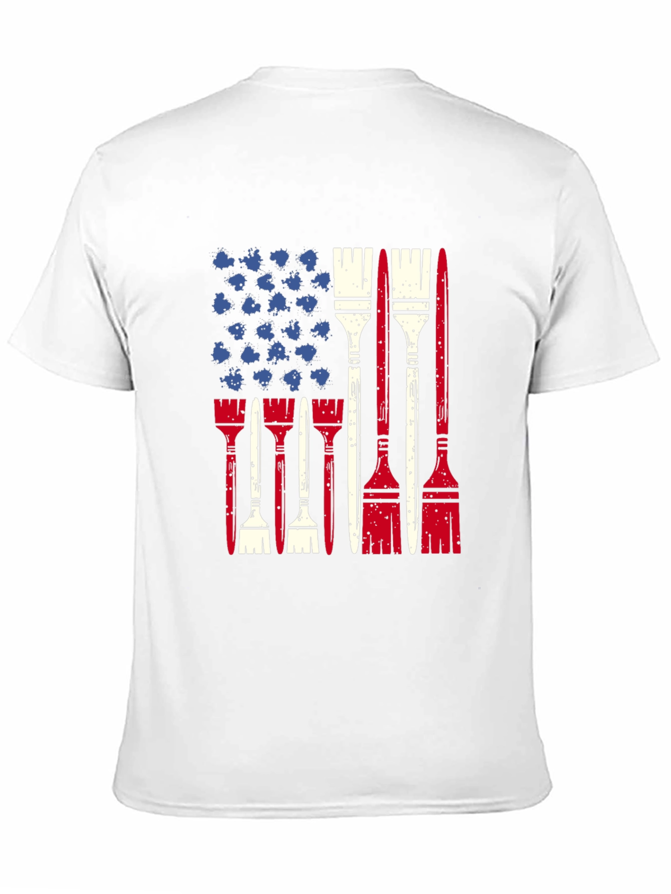 Patriotic Painter T-Shirt - USA Flag Brush Design
