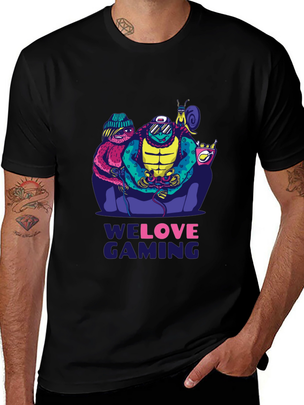 Gamer Squad Black T-Shirt - We Love Gaming Design
