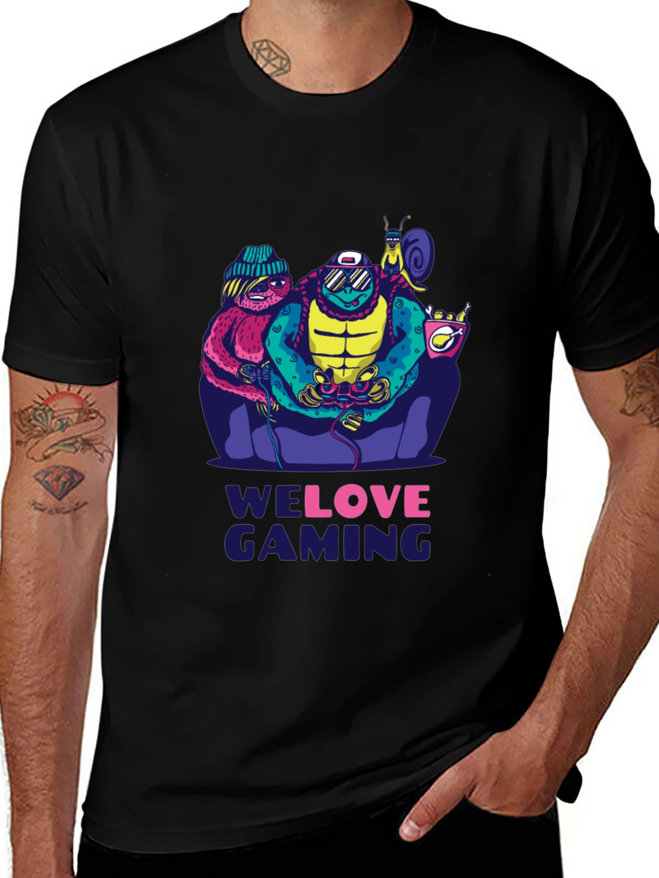 Gamer Squad Black T-Shirt - We Love Gaming Design