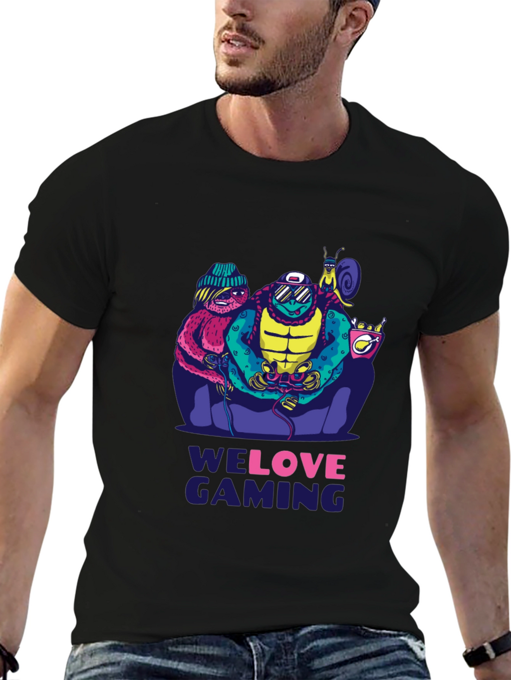 Gamer Squad Black T-Shirt - We Love Gaming Design