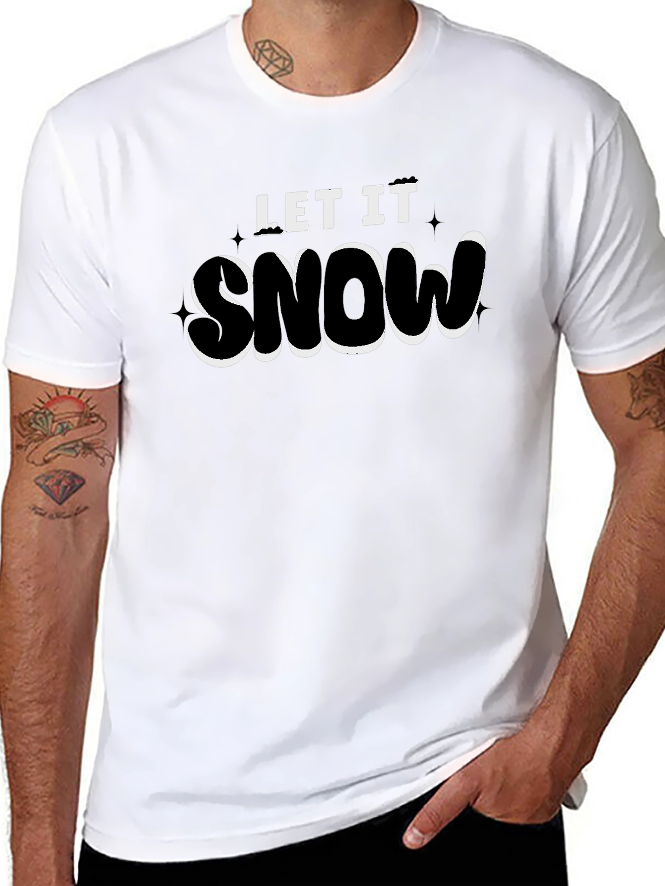 Let It Snow Graphic Tee - Black Cotton Blend