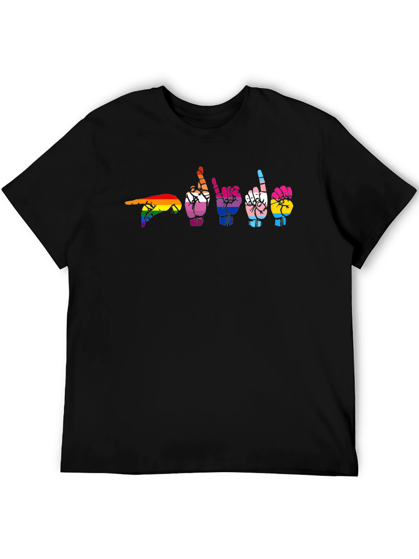 LGBTQ Pride Sign Language Black T-Shirt