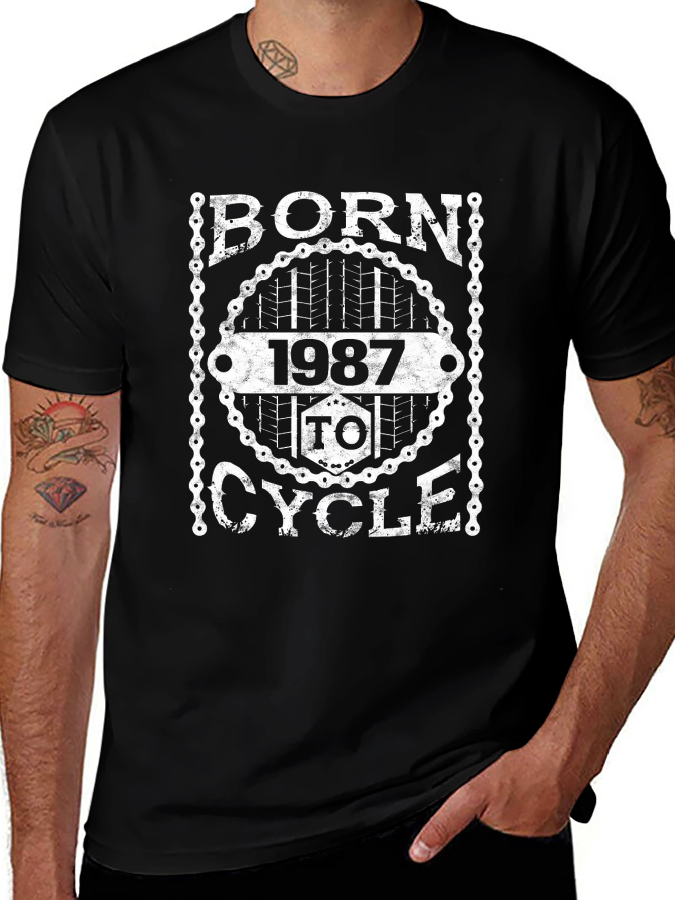 Born 1987 to Cycle Black Graphic T-Shirt