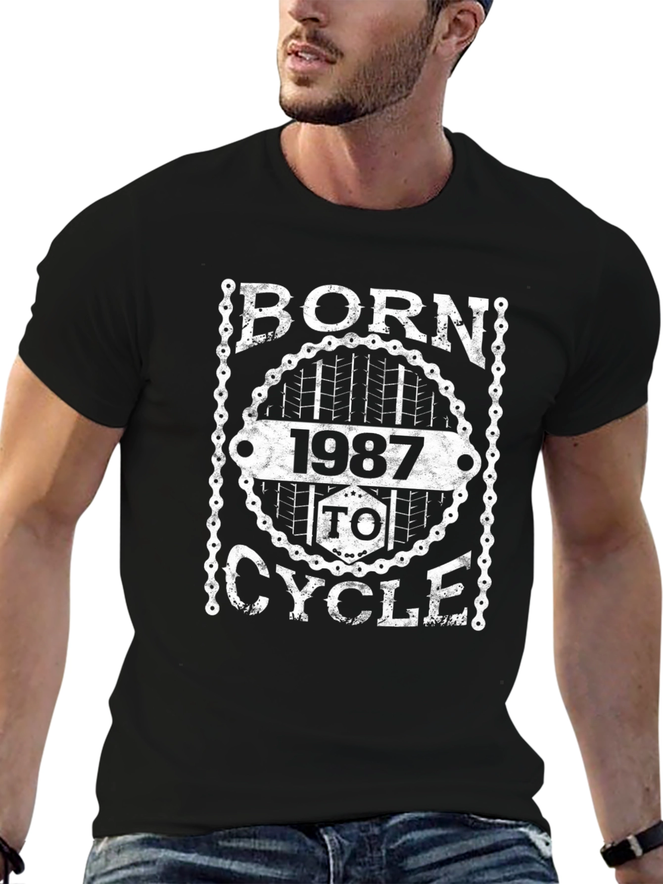Born 1987 to Cycle Black Graphic T-Shirt