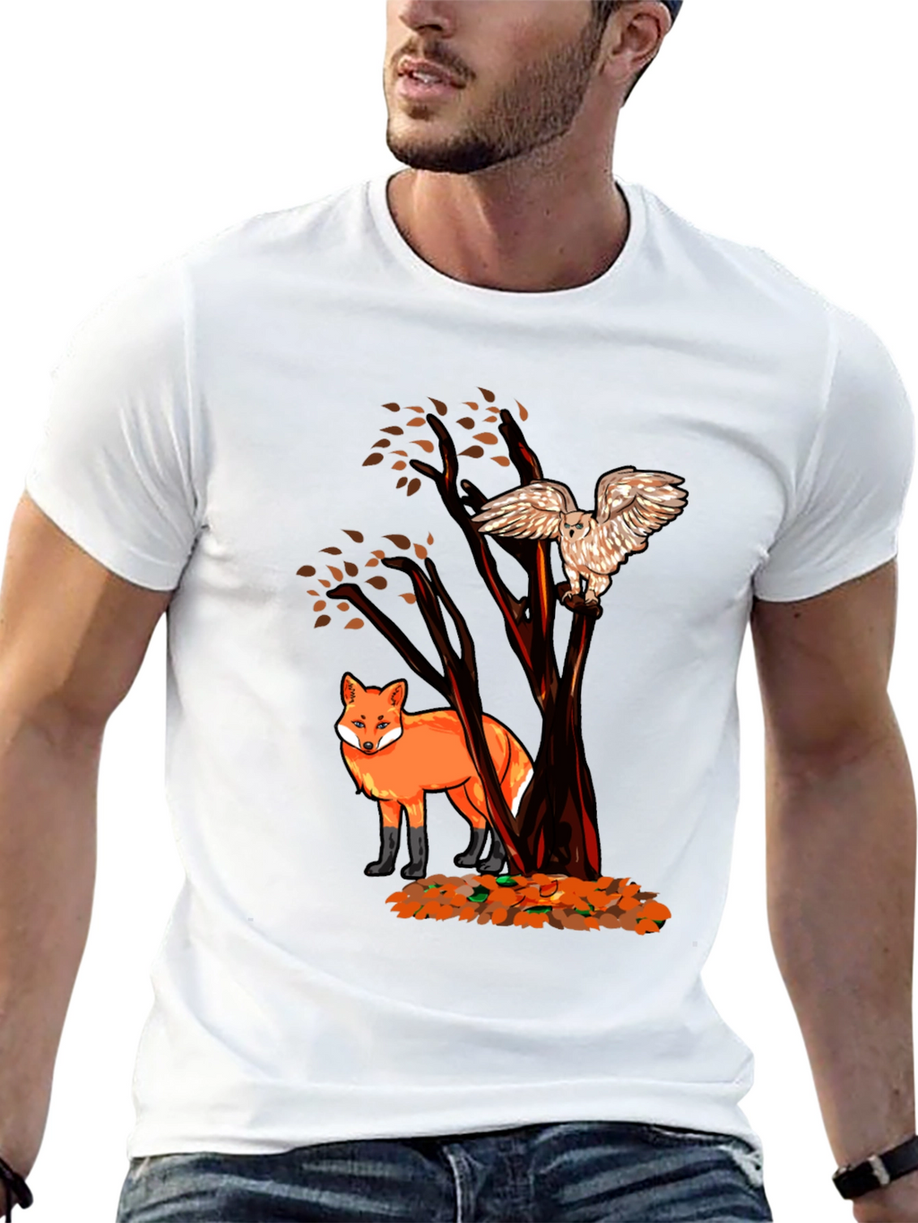 Fox & Owl Graphic Tee - Nature Inspired Print