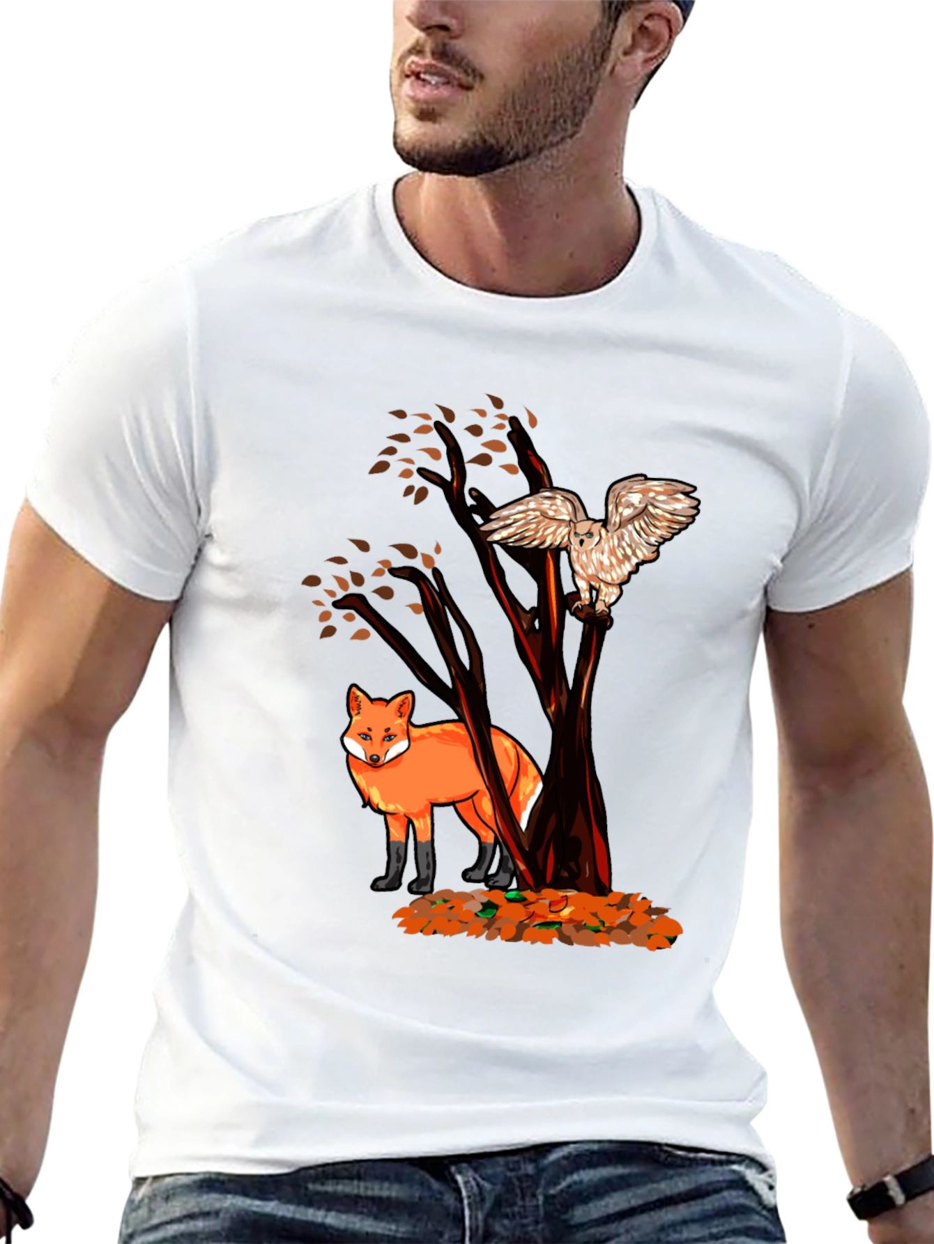 Fox & Owl Graphic Tee - Nature Inspired Print
