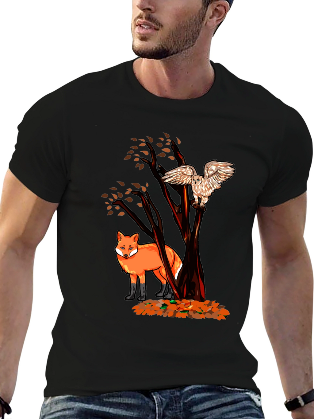 Fox & Owl Graphic Tee - Nature Inspired Print