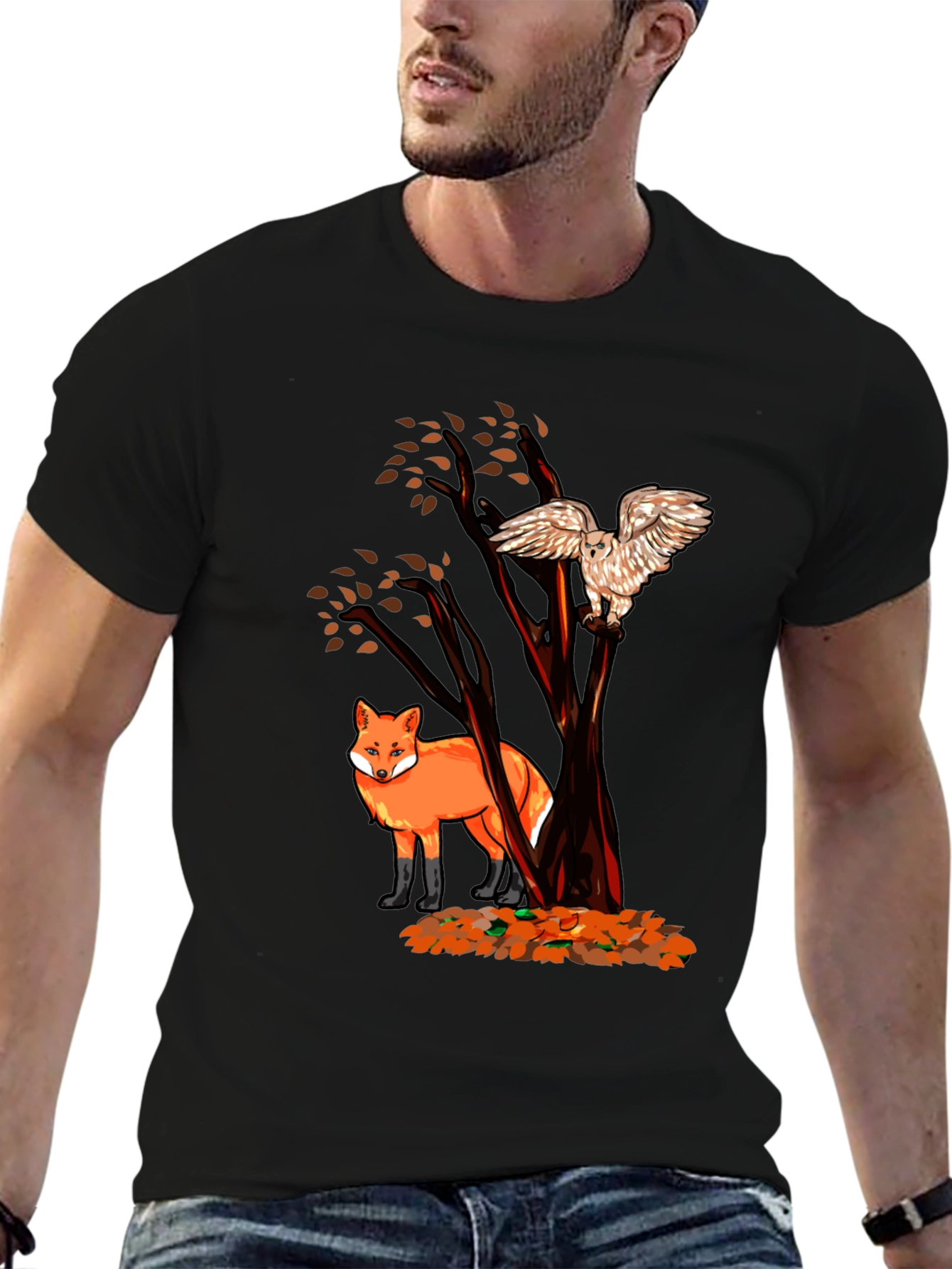 Fox & Owl Graphic Tee - Nature Inspired Print