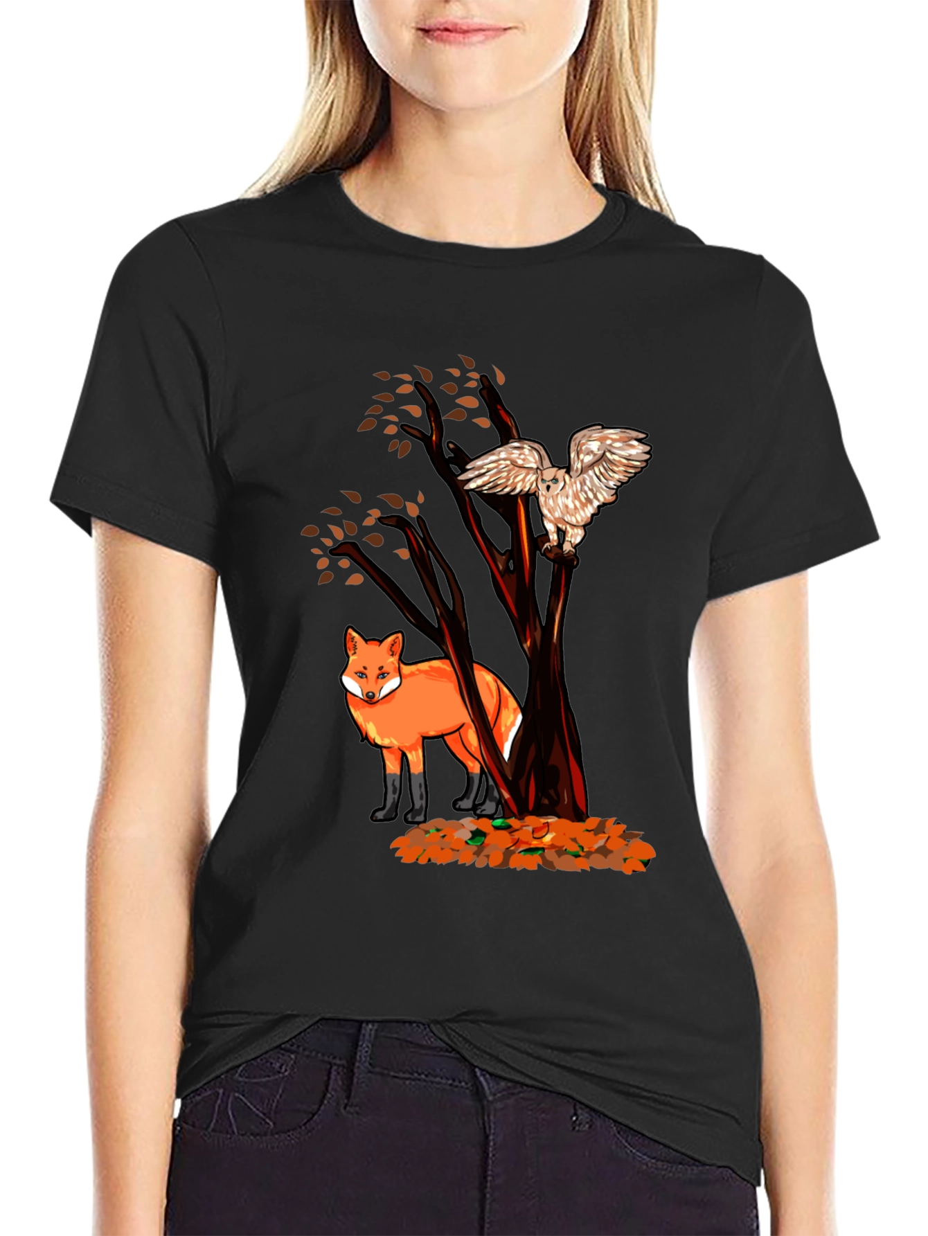 Fox & Owl Graphic Tee - Nature Inspired Print
