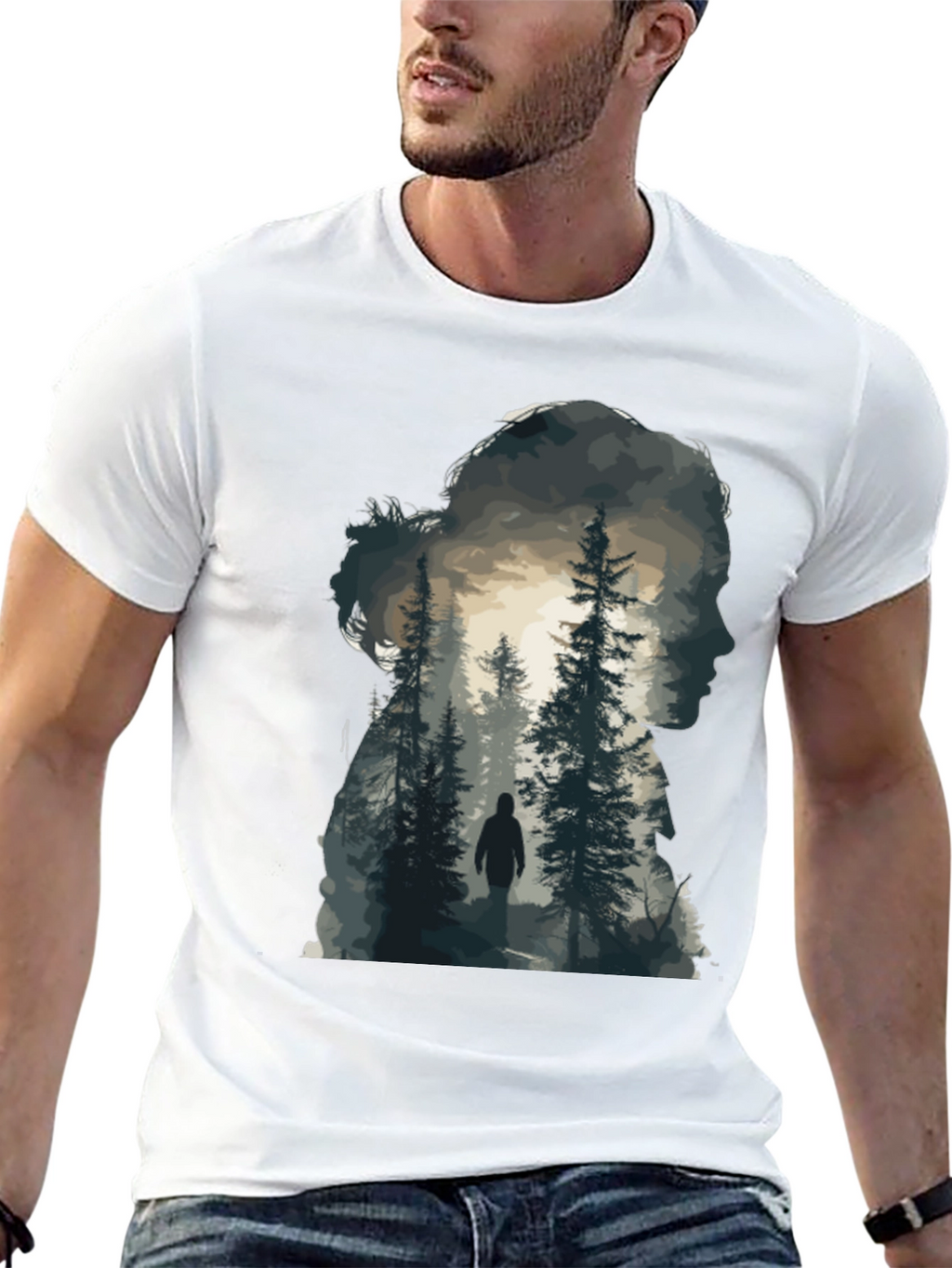 Nature Silhouette Graphic Tee - Black