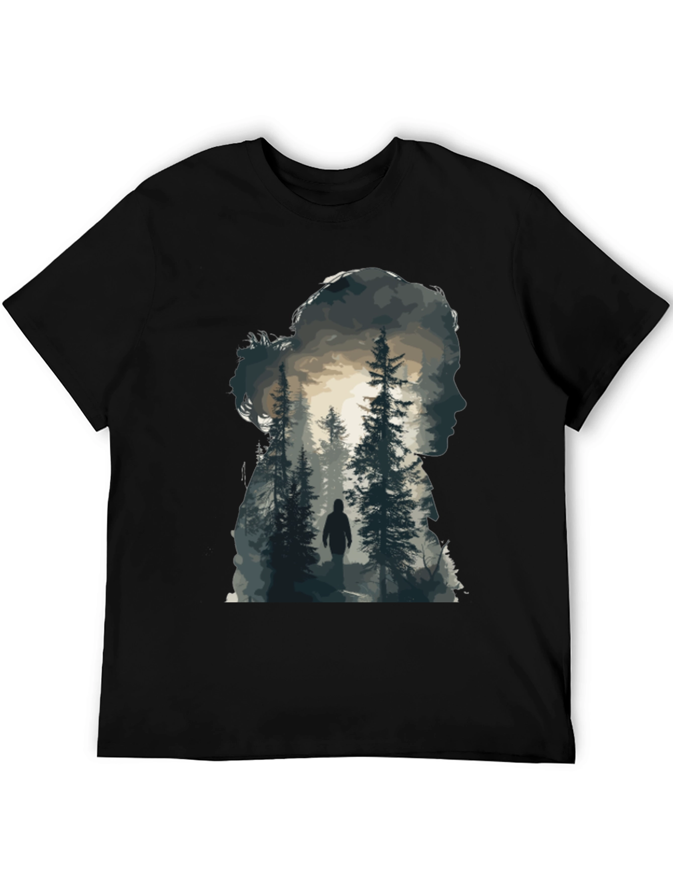 Nature Silhouette Graphic Tee - Black