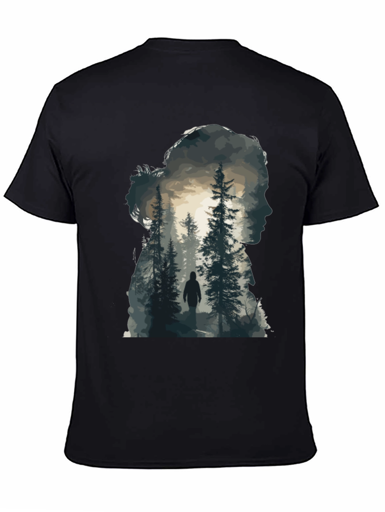 Nature Silhouette Graphic Tee - Black