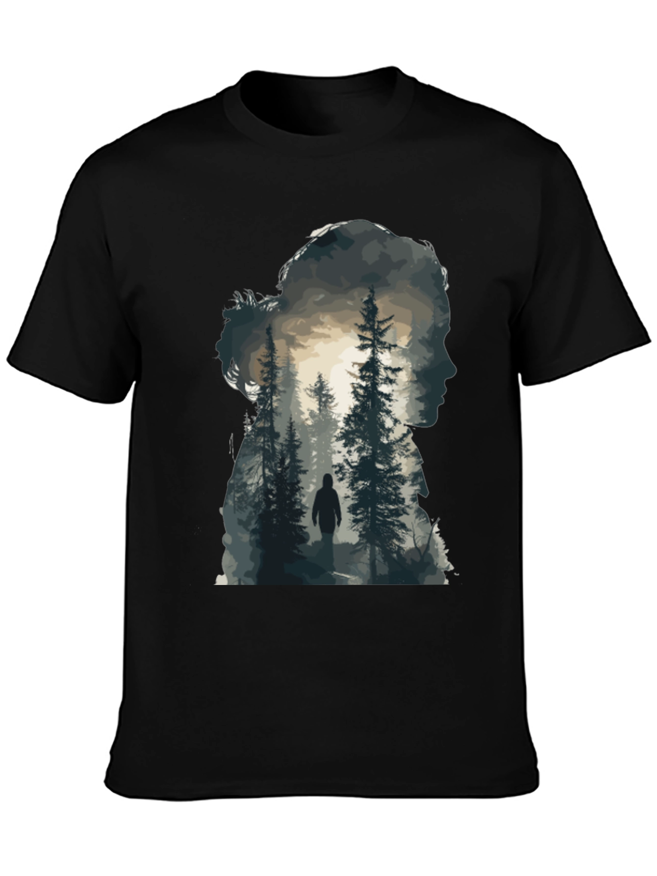 Nature Silhouette Graphic Tee - Black