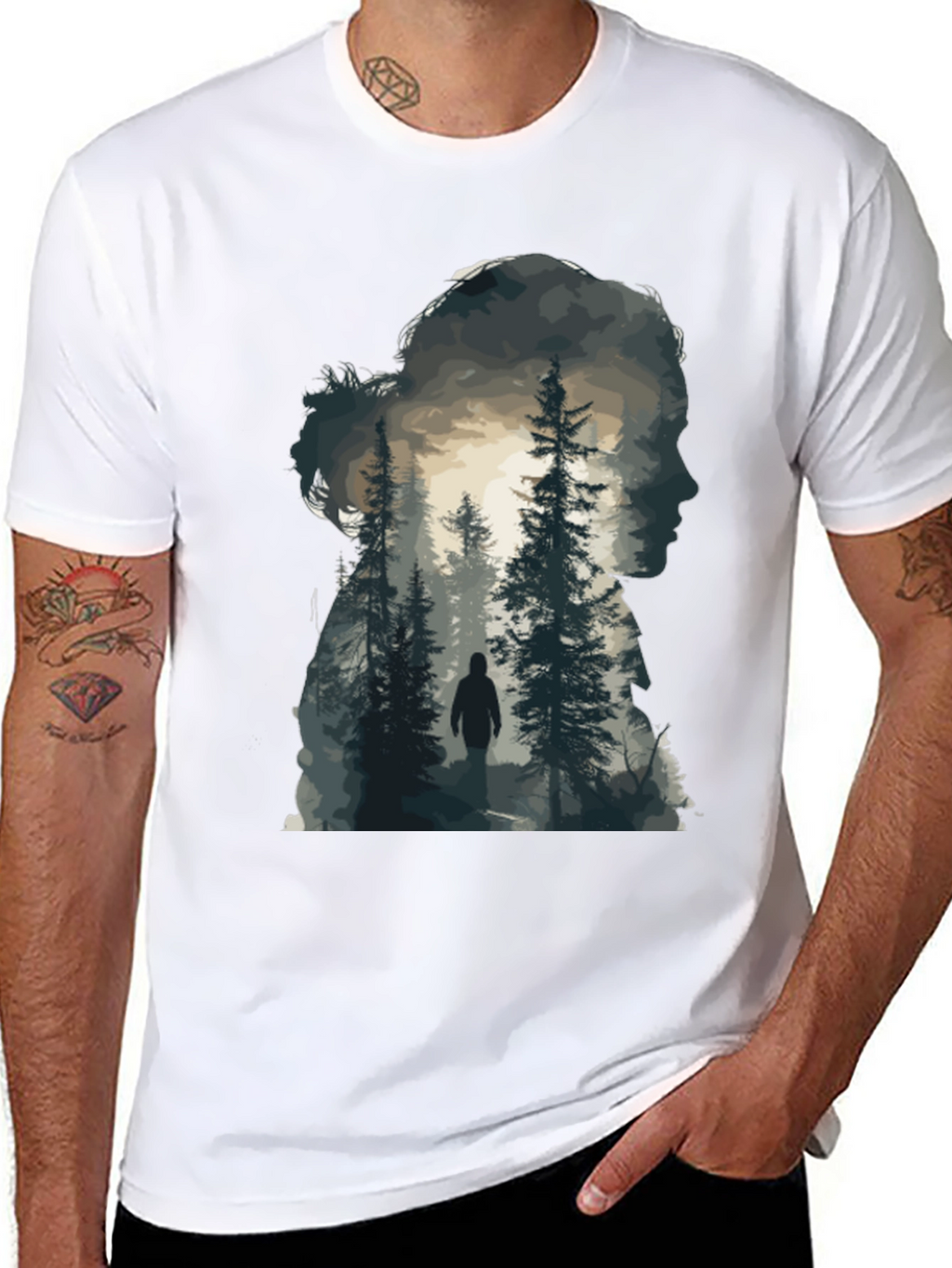 Nature Silhouette Graphic Tee - Black