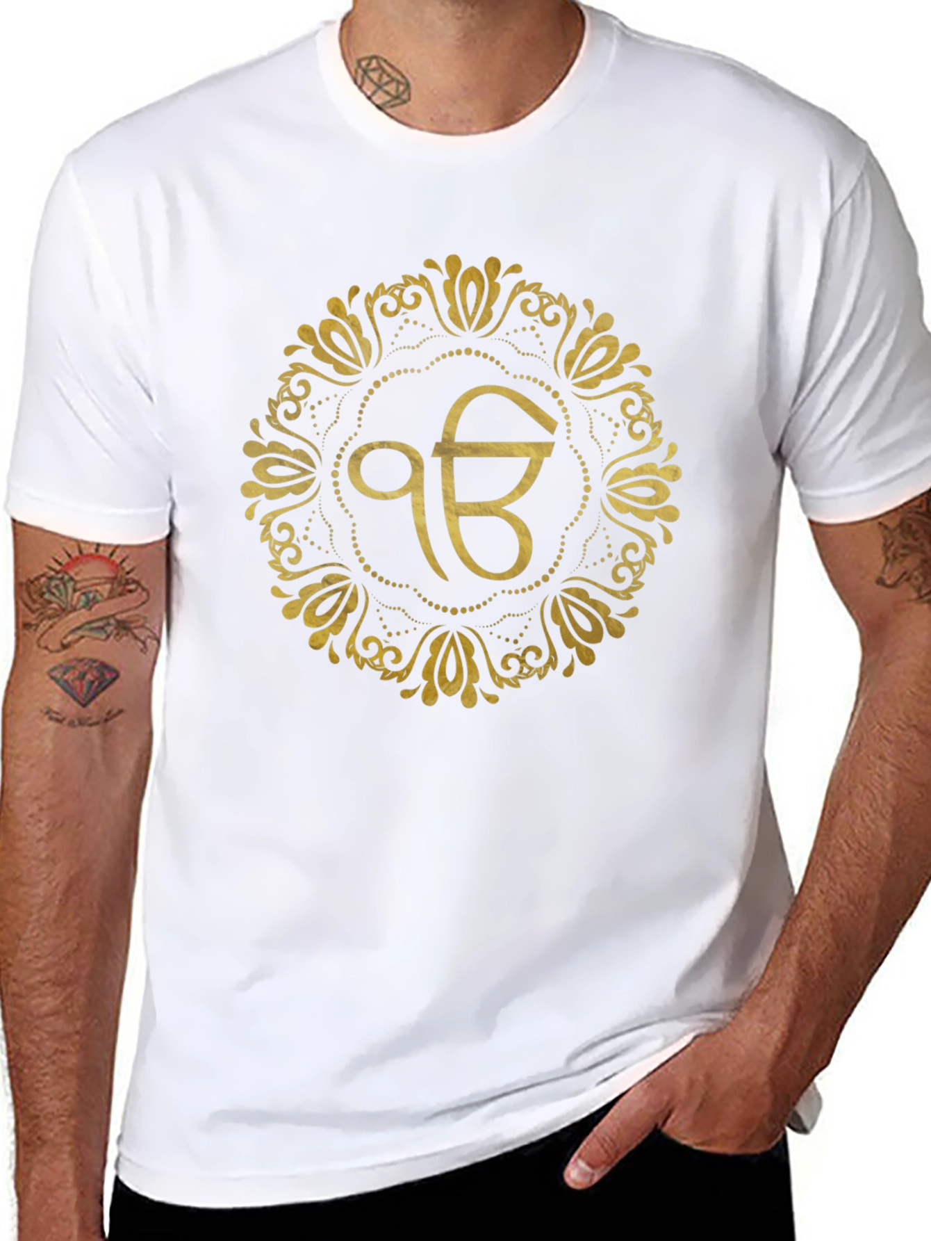 Ek Onkar Gold Print Black T-Shirt