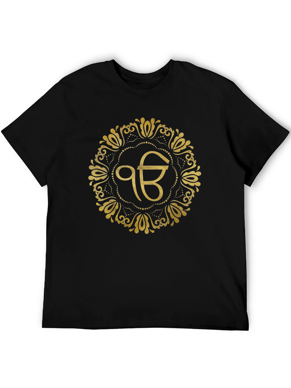 Ek Onkar Gold Print Black T-Shirt