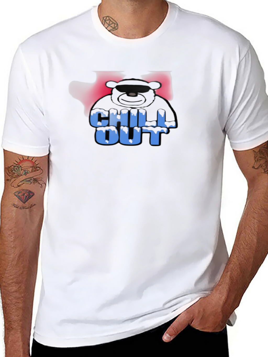 Chill Out Bear Graphic Black T-Shirt