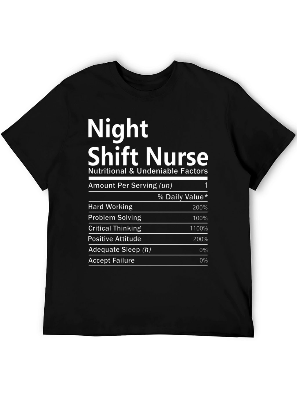Night Shift Nurse Nutrition Facts T-Shirt