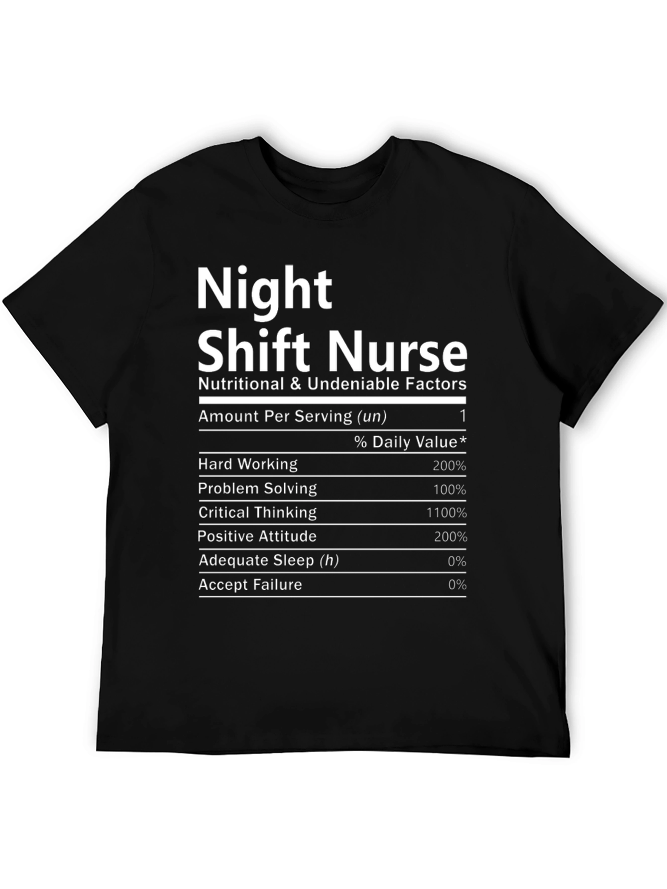 Night Shift Nurse Nutrition Facts T-Shirt