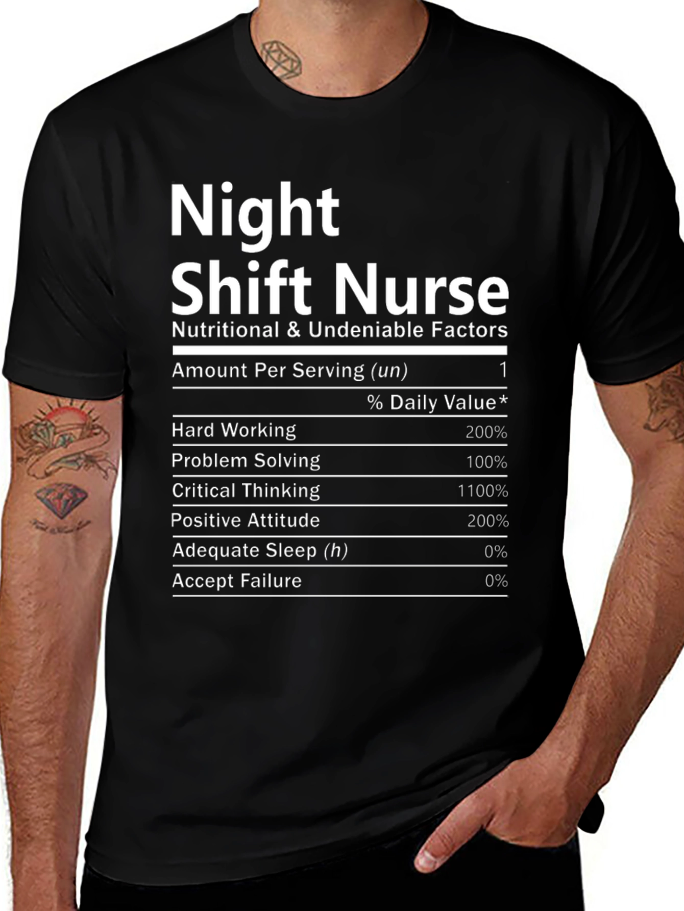 Night Shift Nurse Nutrition Facts T-Shirt