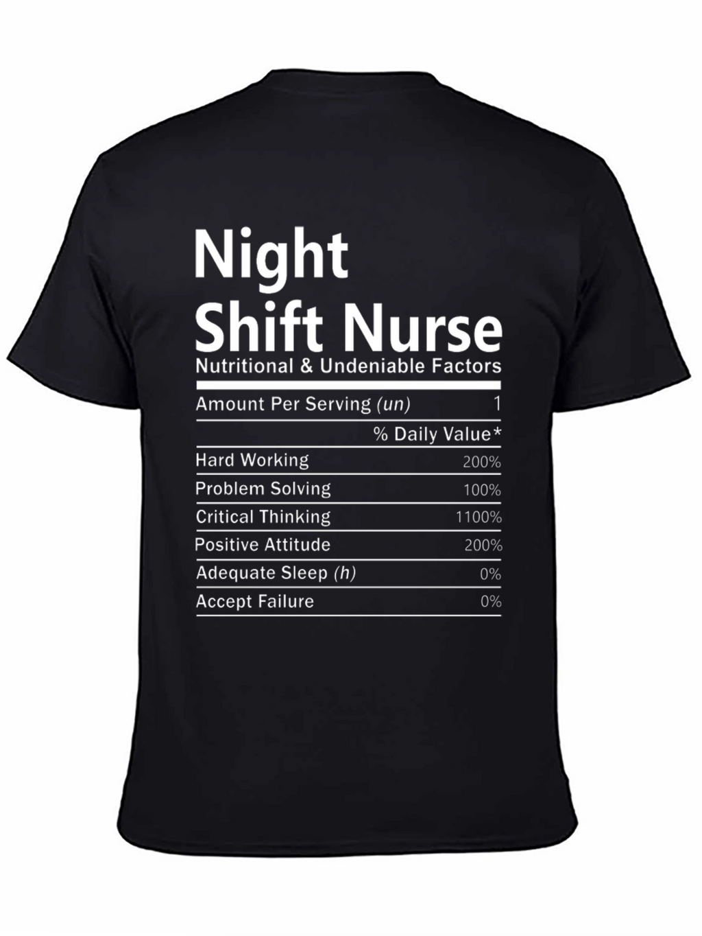 Night Shift Nurse Nutrition Facts T-Shirt