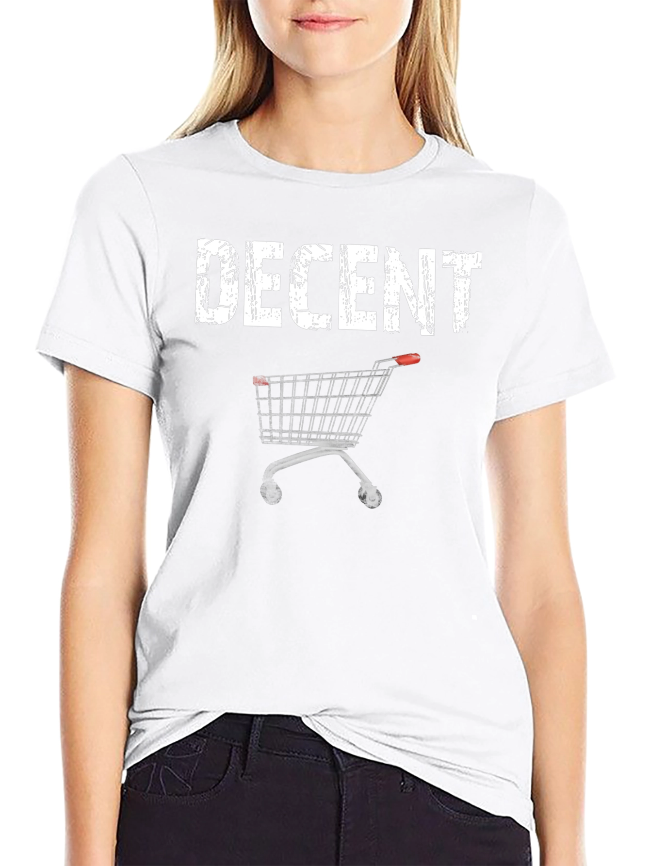 Decent Shopping Cart Graphic Black T-Shirt