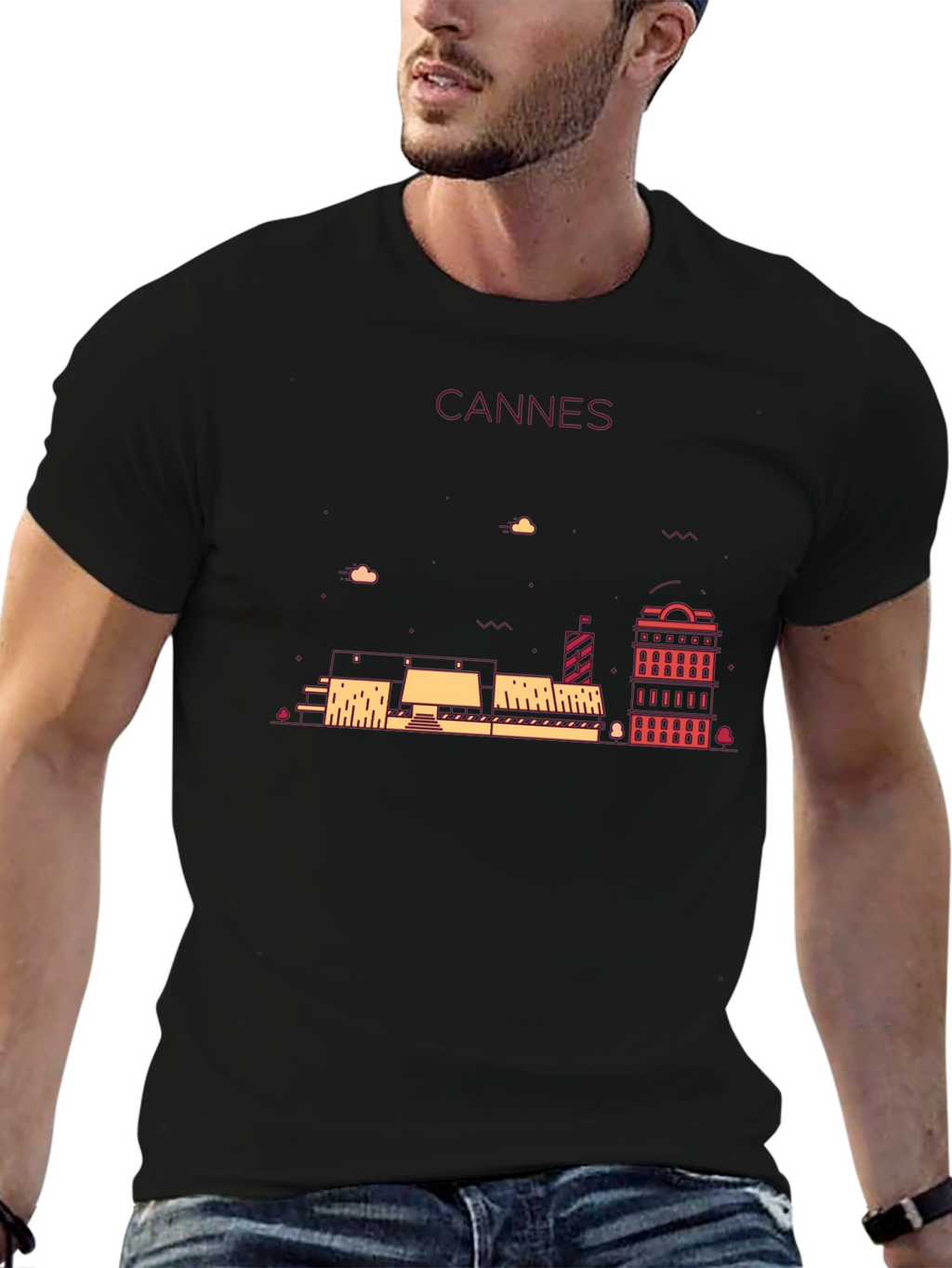 Cannes Skyline Graphic Tee - Black