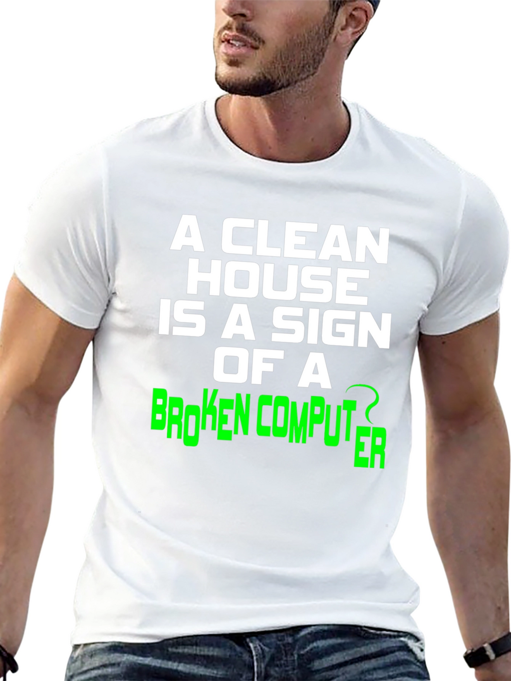 Funny Clean House Broken Computer Graphic Tee