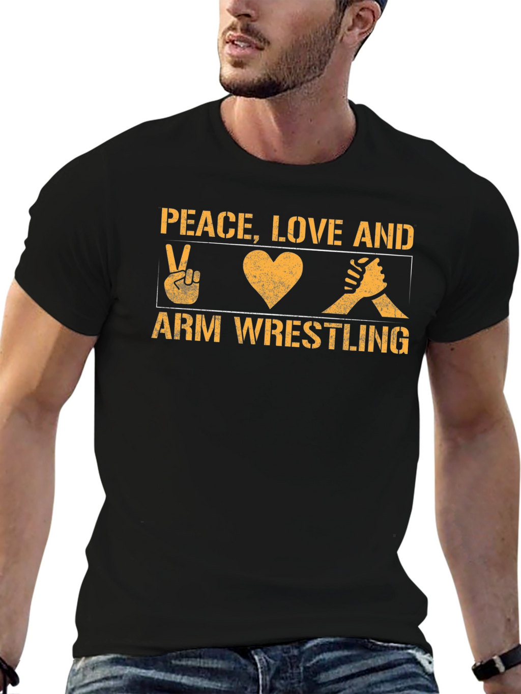 Peace Love Arm Wrestling Graphic Tee