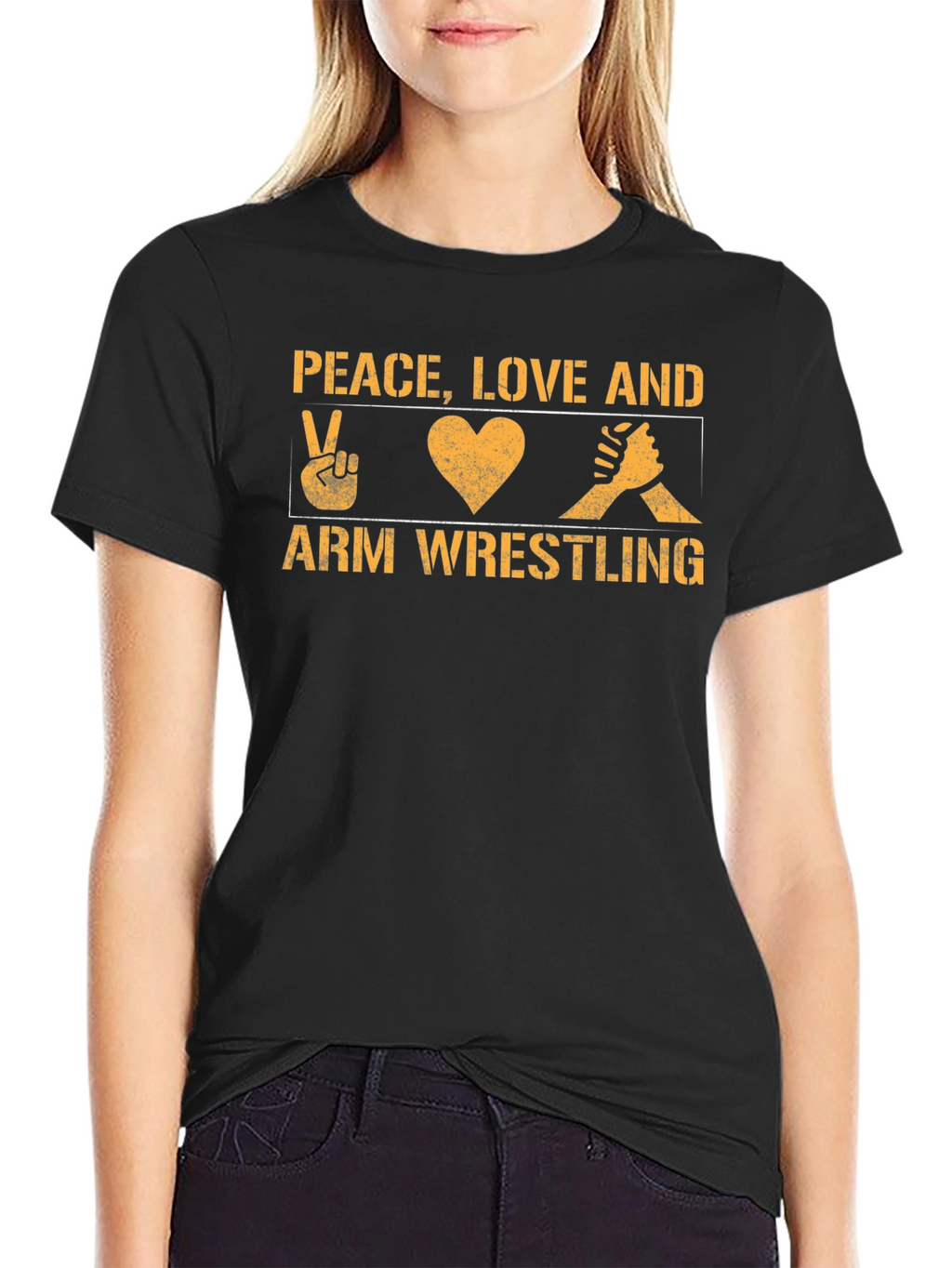 Peace Love Arm Wrestling Graphic Tee