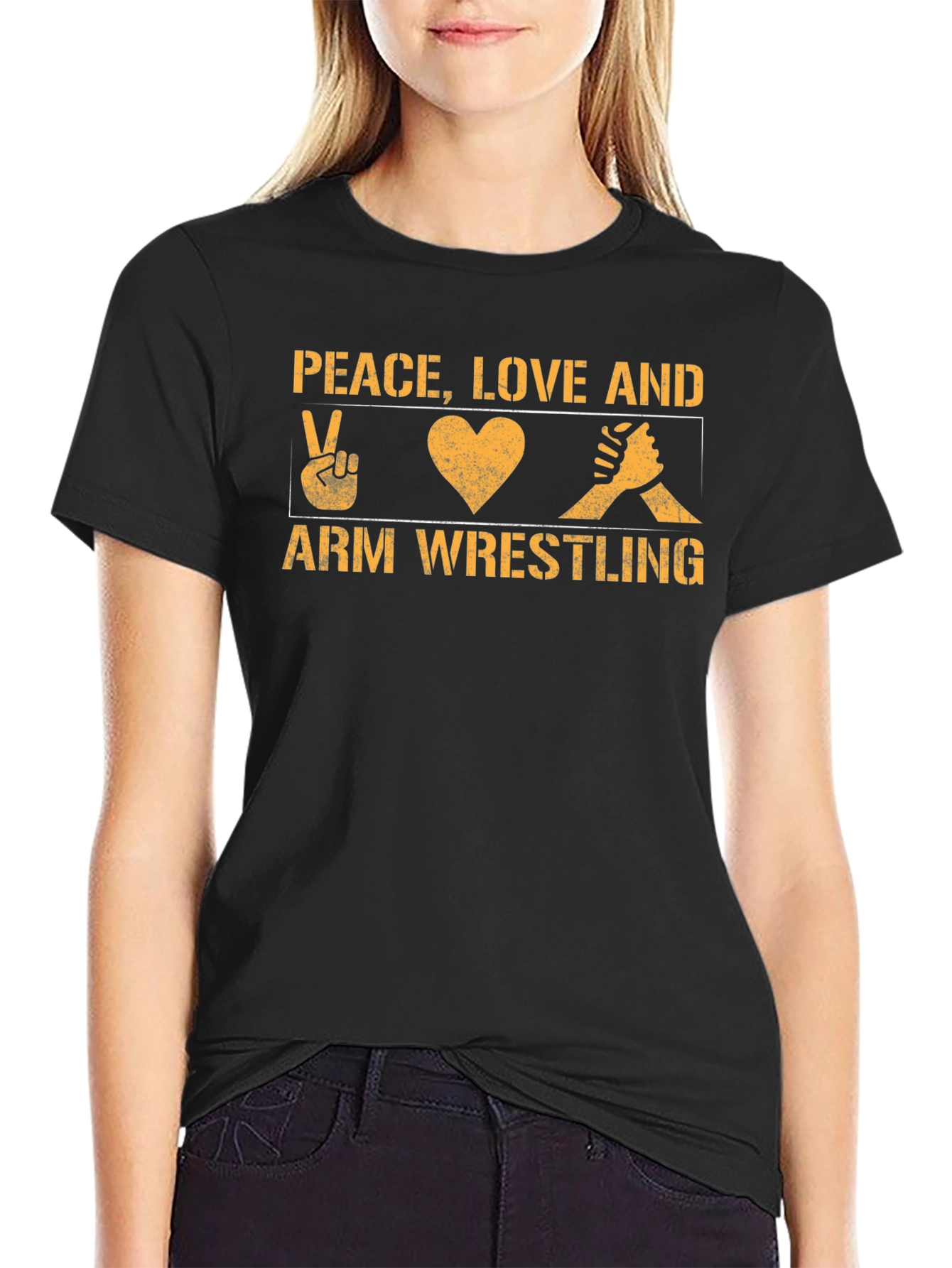 Peace Love Arm Wrestling Graphic Tee