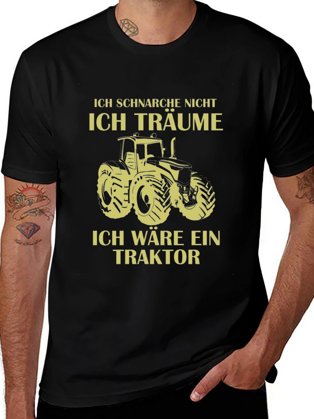 Ich Träume Tractor Graphic T-Shirt - Black