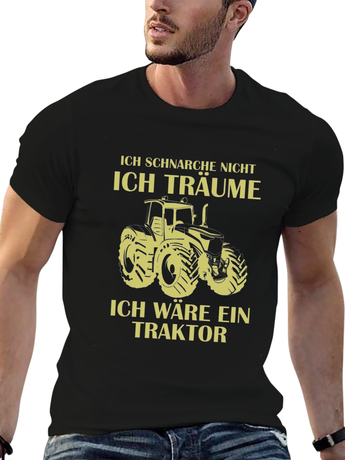 Ich Träume Tractor Graphic T-Shirt - Black