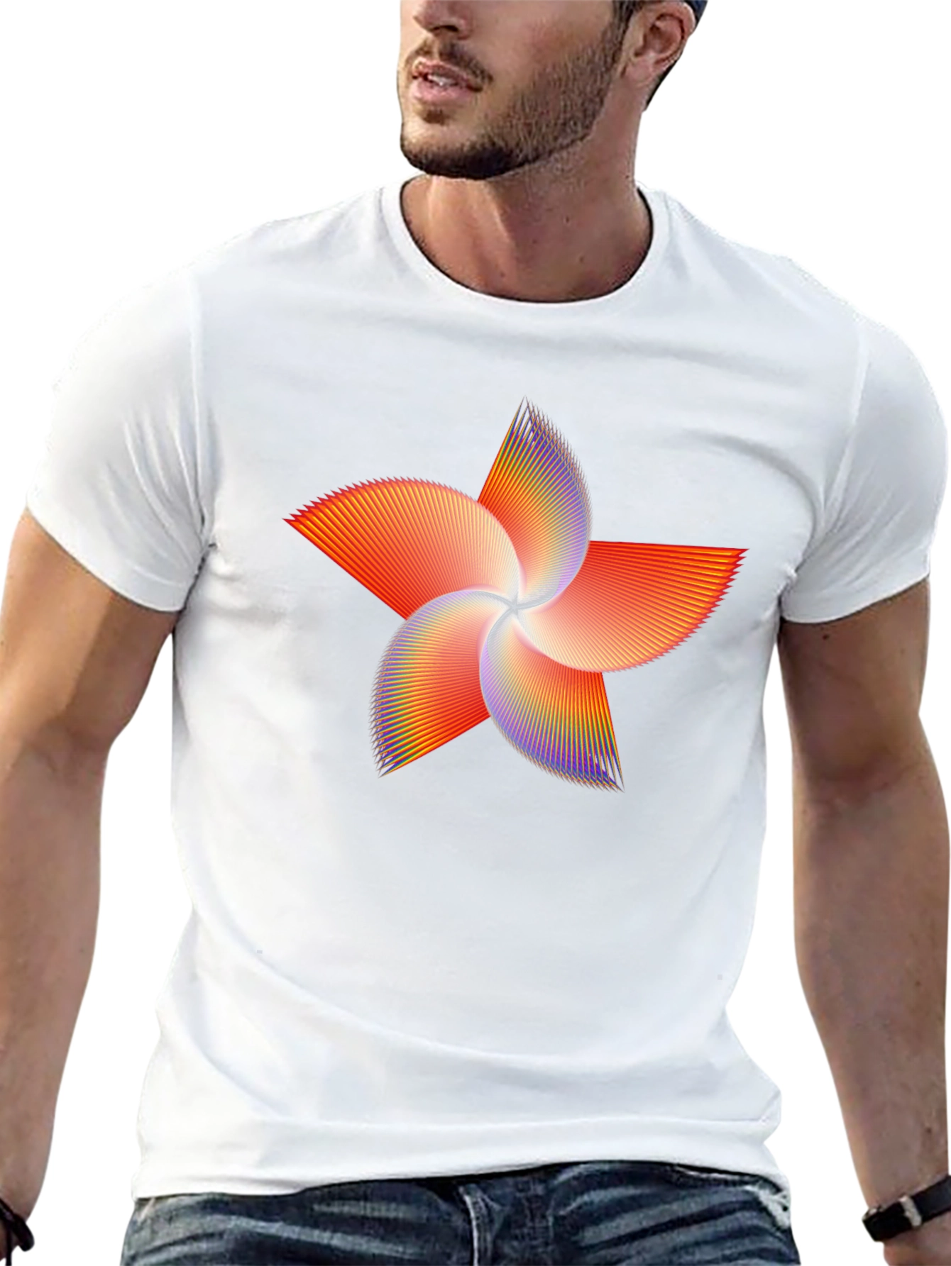 Abstract Starburst Graphic Tee - Black
