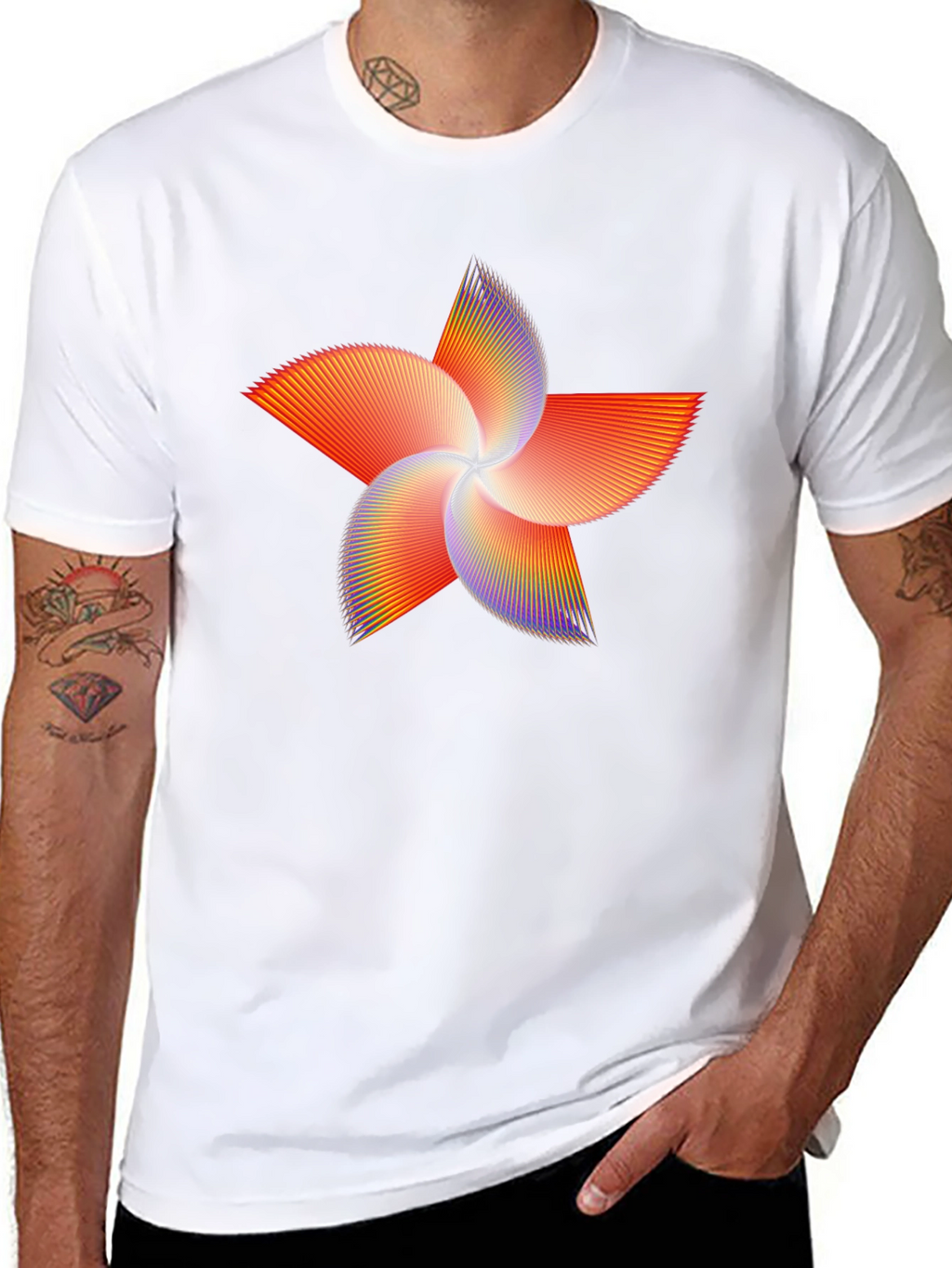 Abstract Starburst Graphic Tee - Black