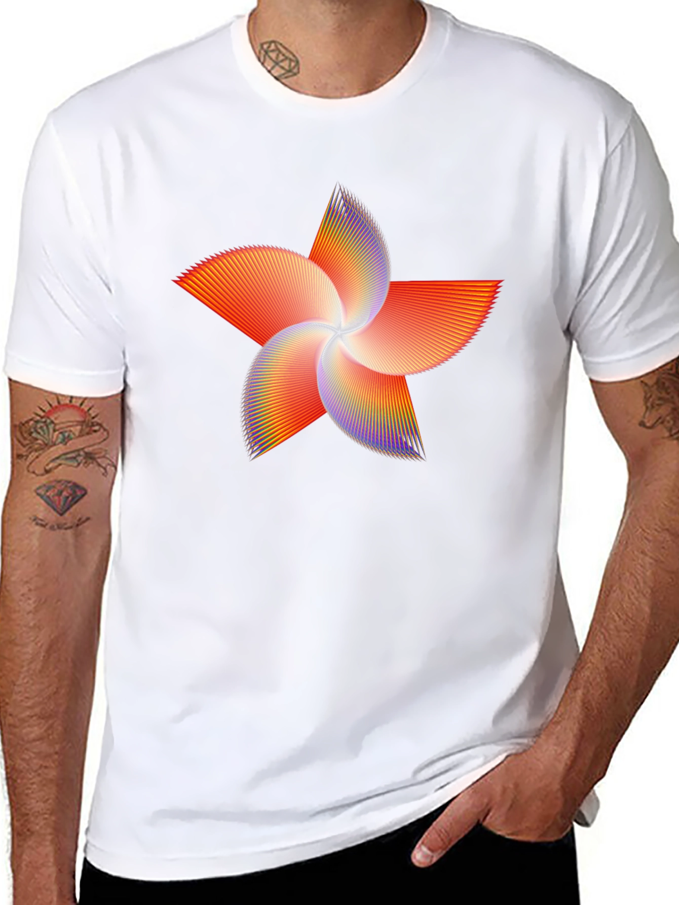Abstract Starburst Graphic Tee - Black