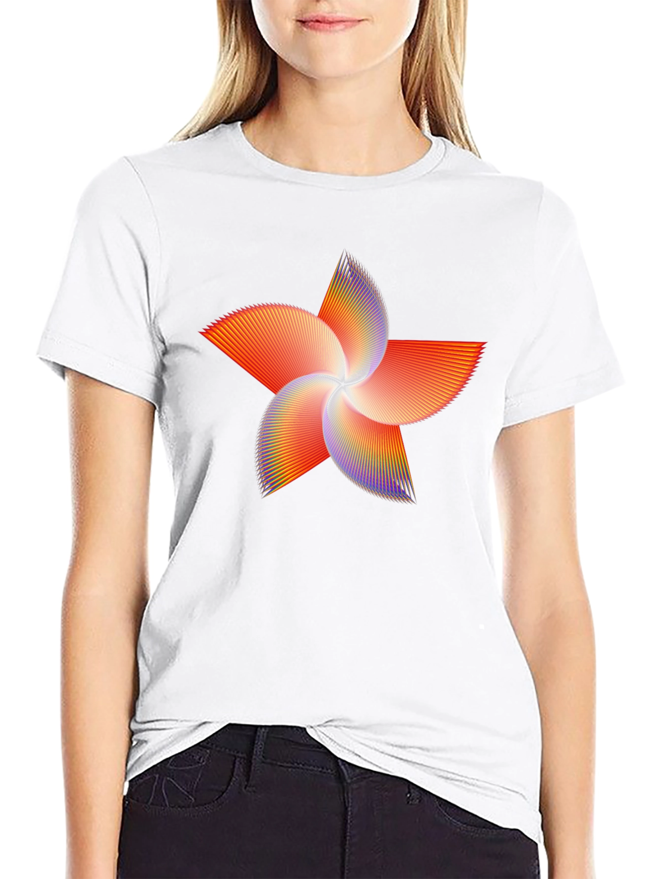Abstract Starburst Graphic Tee - Black