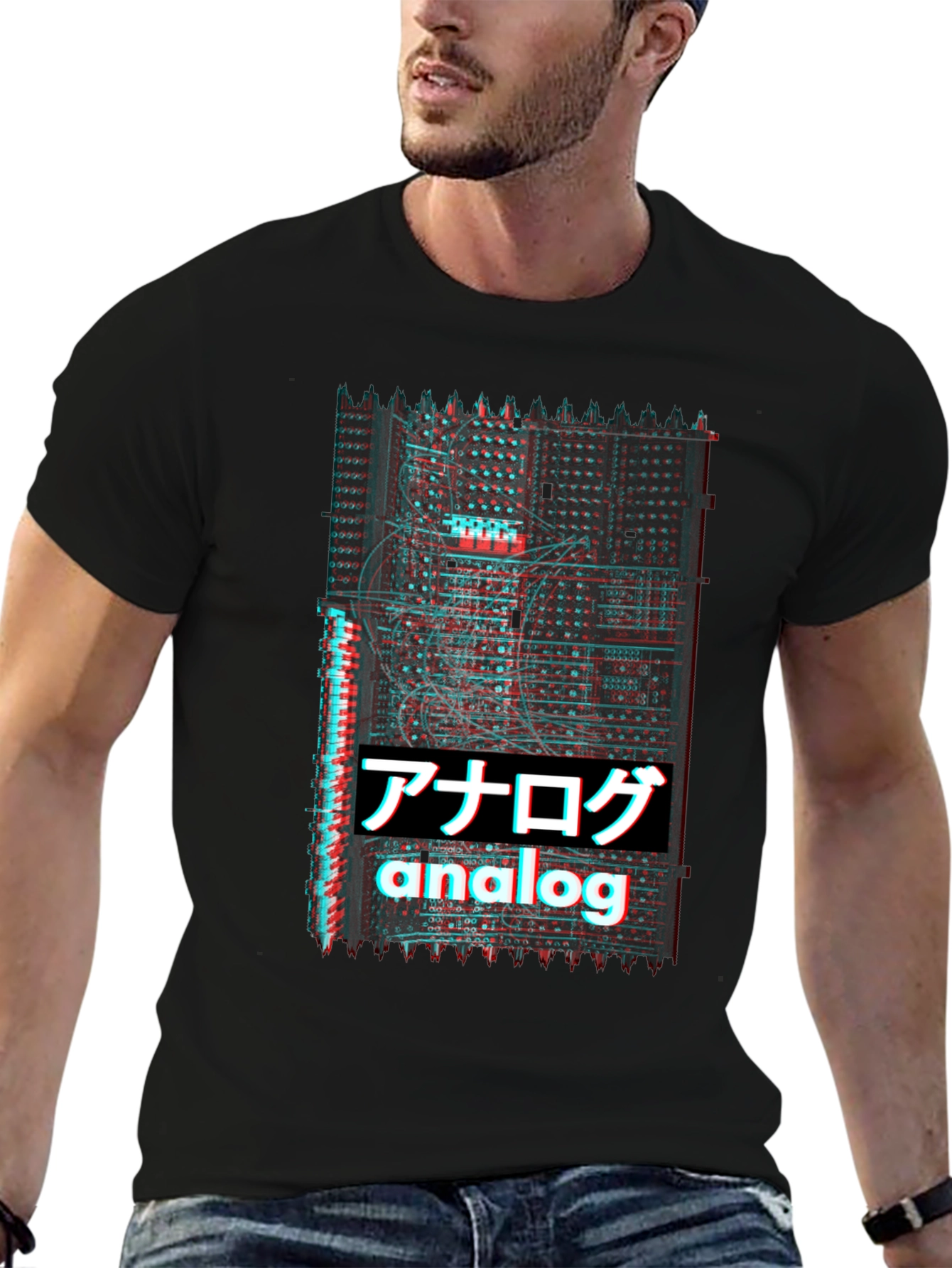 Analog Glitch T-Shirt - Synthwave Style