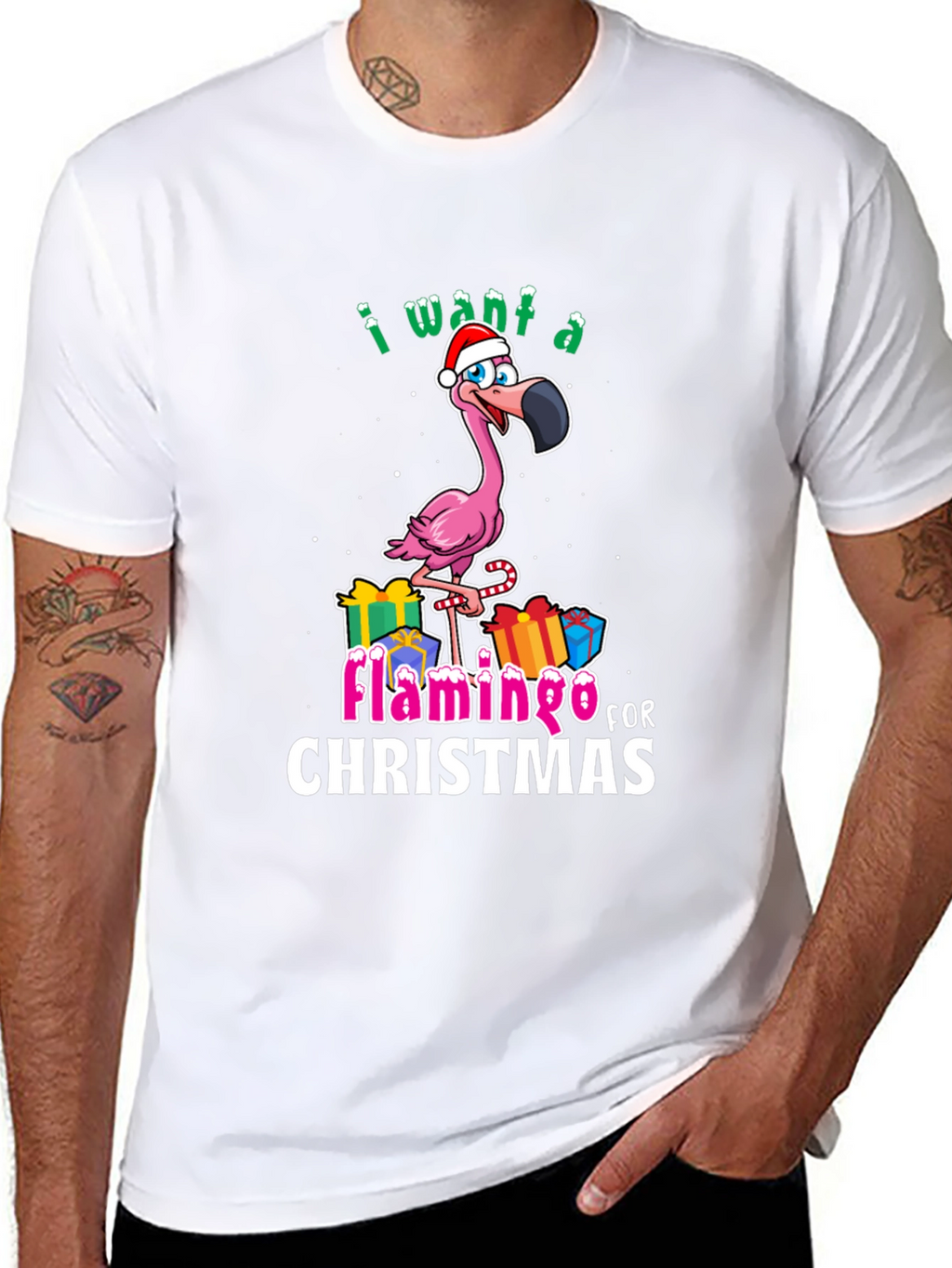 I Want a Flamingo for Christmas T-Shirt