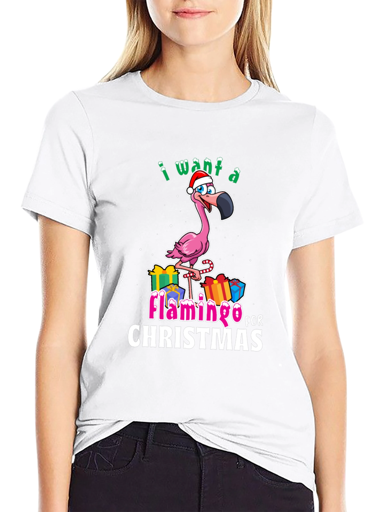 I Want a Flamingo for Christmas T-Shirt