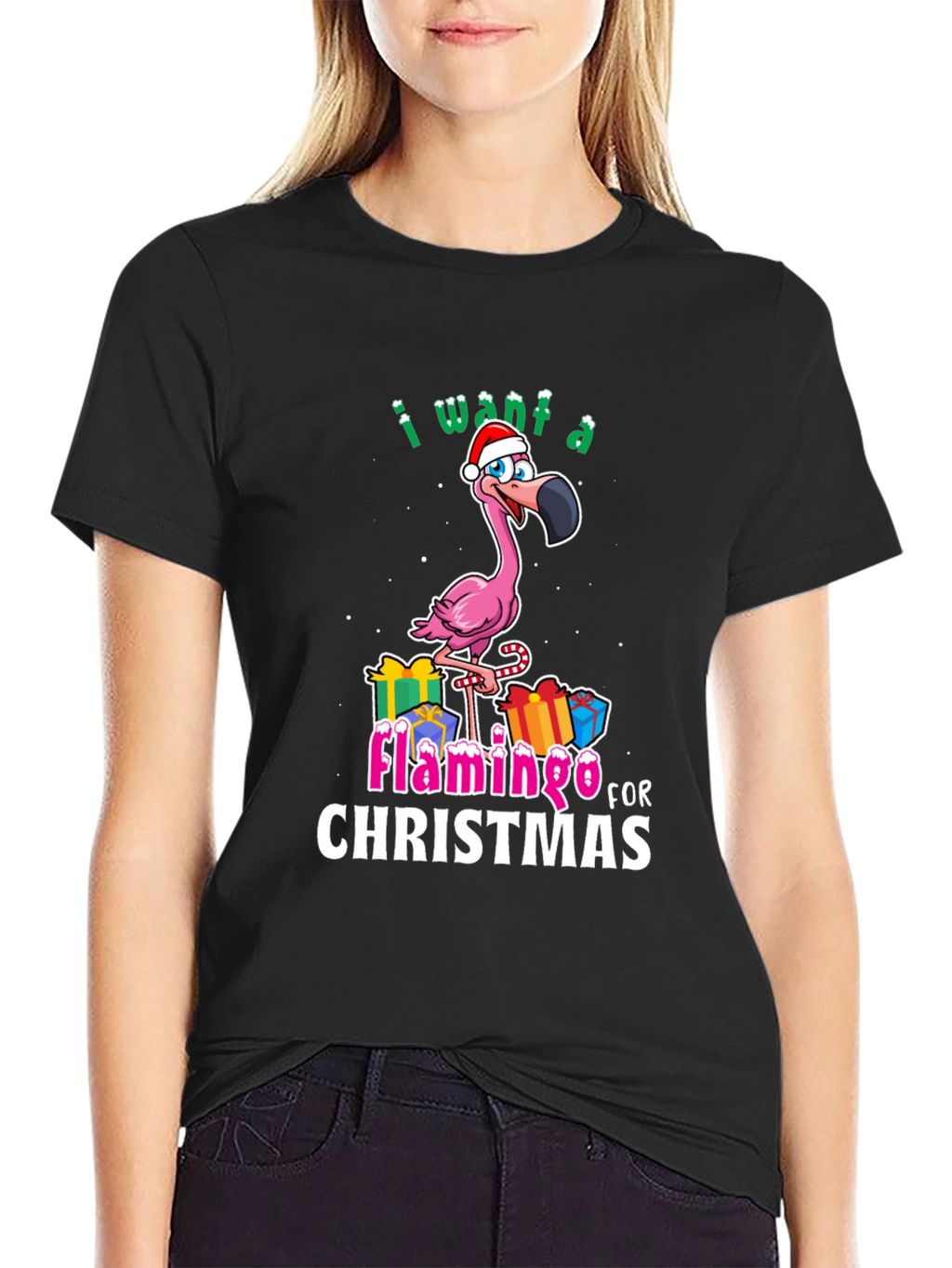 I Want a Flamingo for Christmas T-Shirt
