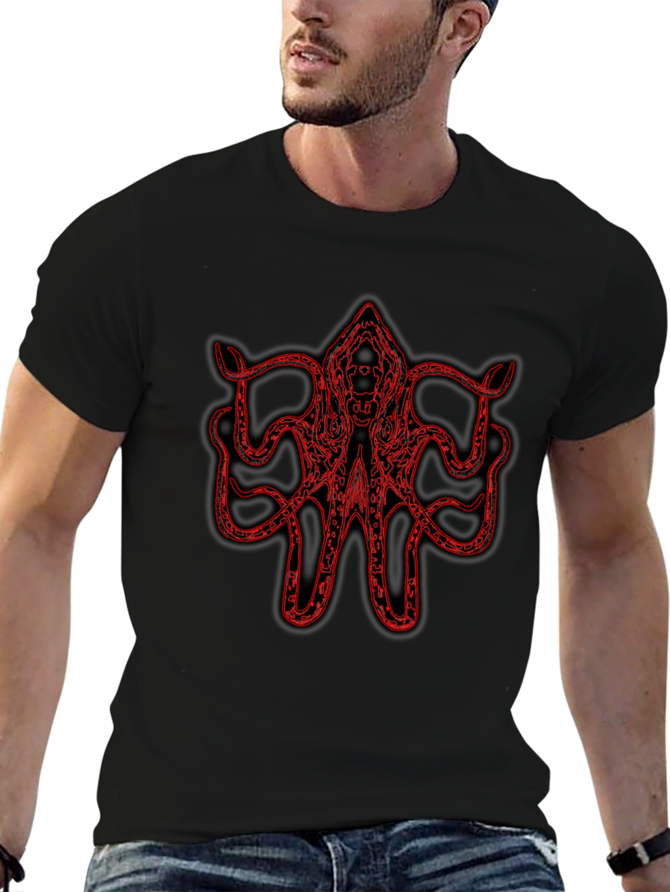 Octopus Graphic Print Black T-Shirt