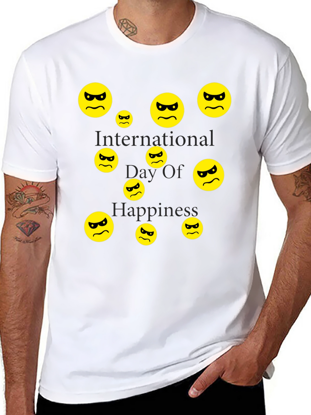 Angry Emoji Graphic Print Mens T-Shirt