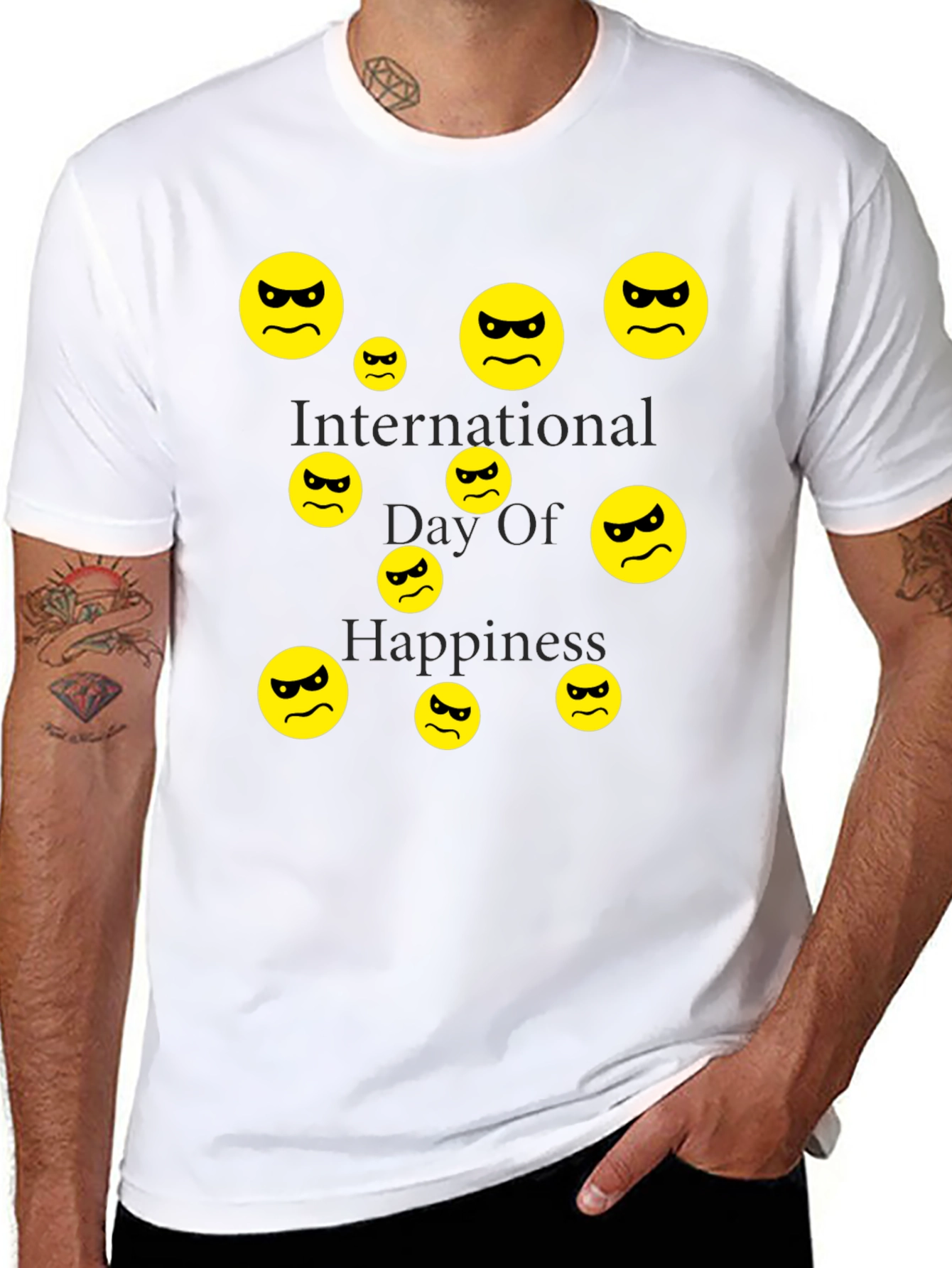 Angry Emoji Graphic Print Mens T-Shirt