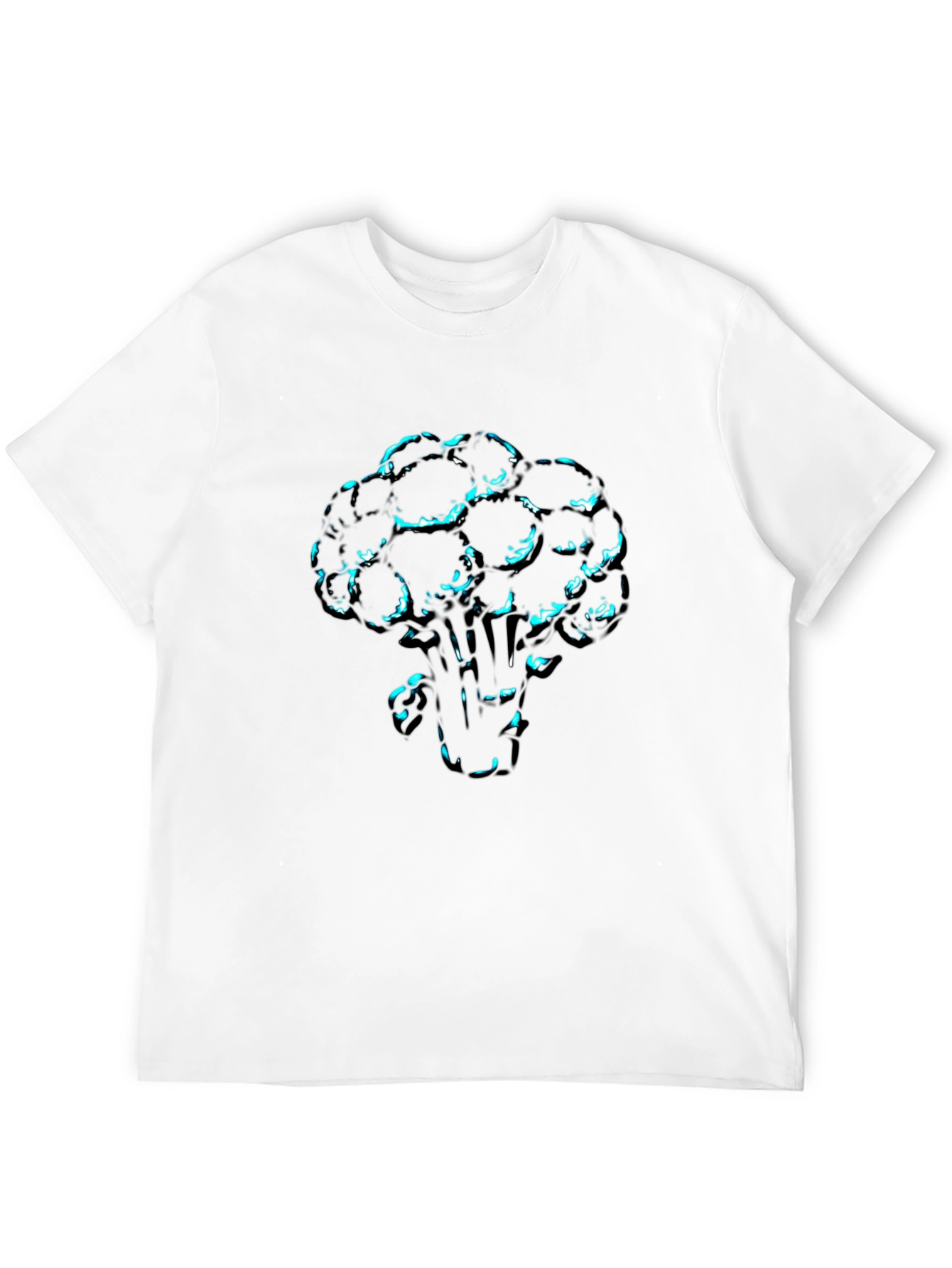 Mens Black T-Shirt with Broccoli Print